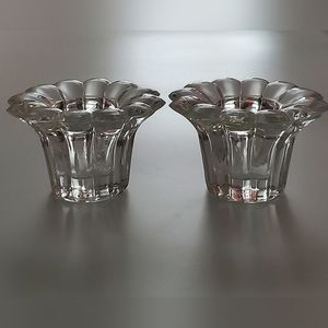(3) Vntg KIG Crystal Clear Flower 🌼 Candle Taper Holders